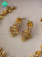 Floral peacock neckwear with earrings- Swarna-latest pocket friendly south indian jewellery collection