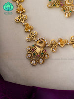 Floral peacock neckwear with earrings- Swarna-latest pocket friendly south indian jewellery collection