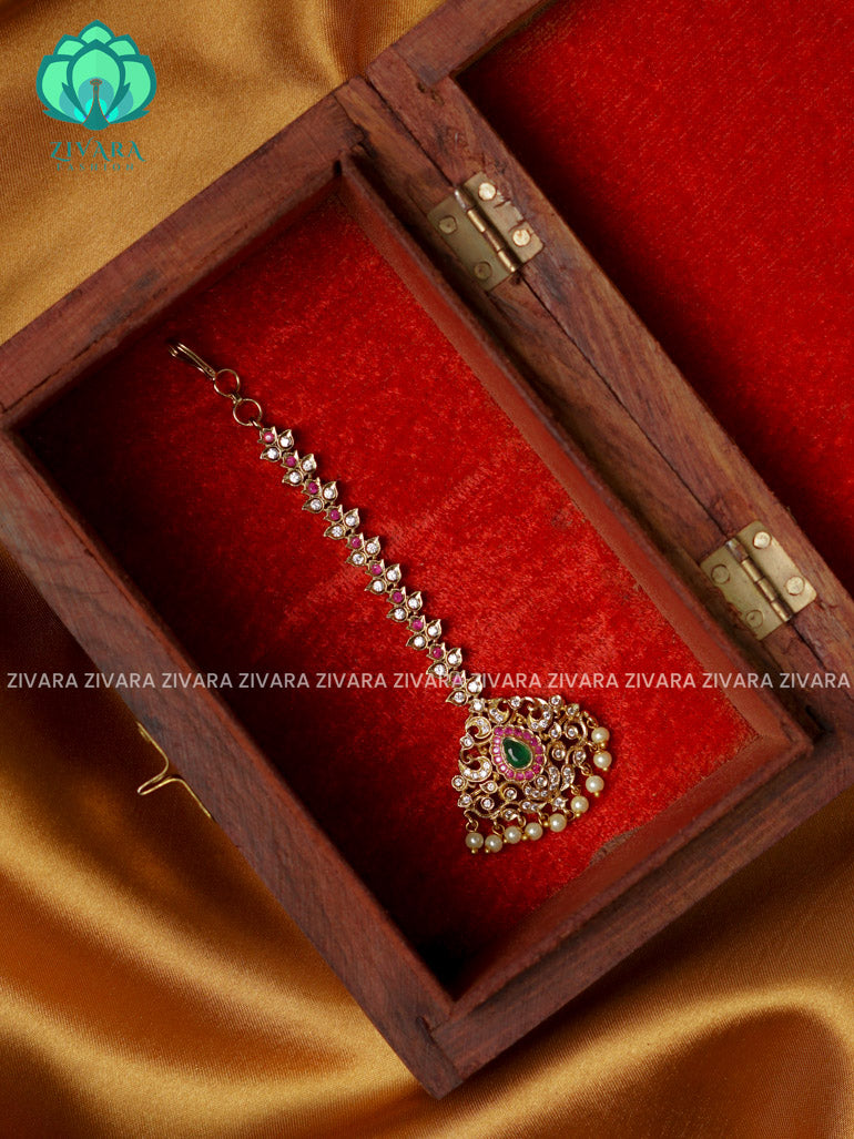Temple style gold polish - Bridal maang tikka, chutti- bridal head accessory- latest bridal collection - Zivara fashion