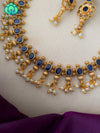 Hotselling guttapusalu motif free blue stone neckwear with earrings - latest jewellery designs- Zivara Fashion