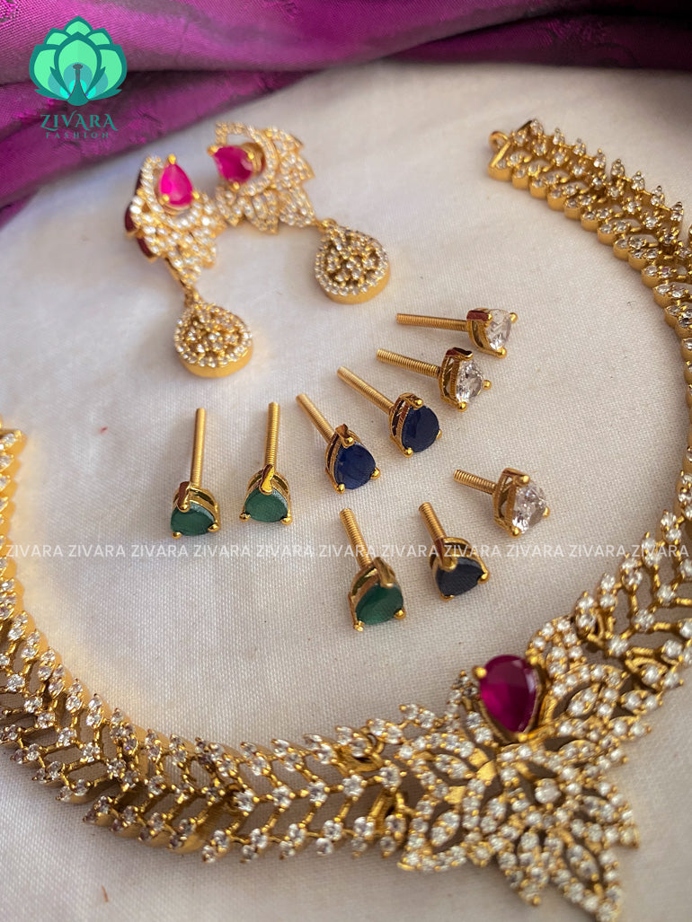 Interchangable hotselling NECKWEAR with earrings - latest pocket friendly south indian jewellery collection