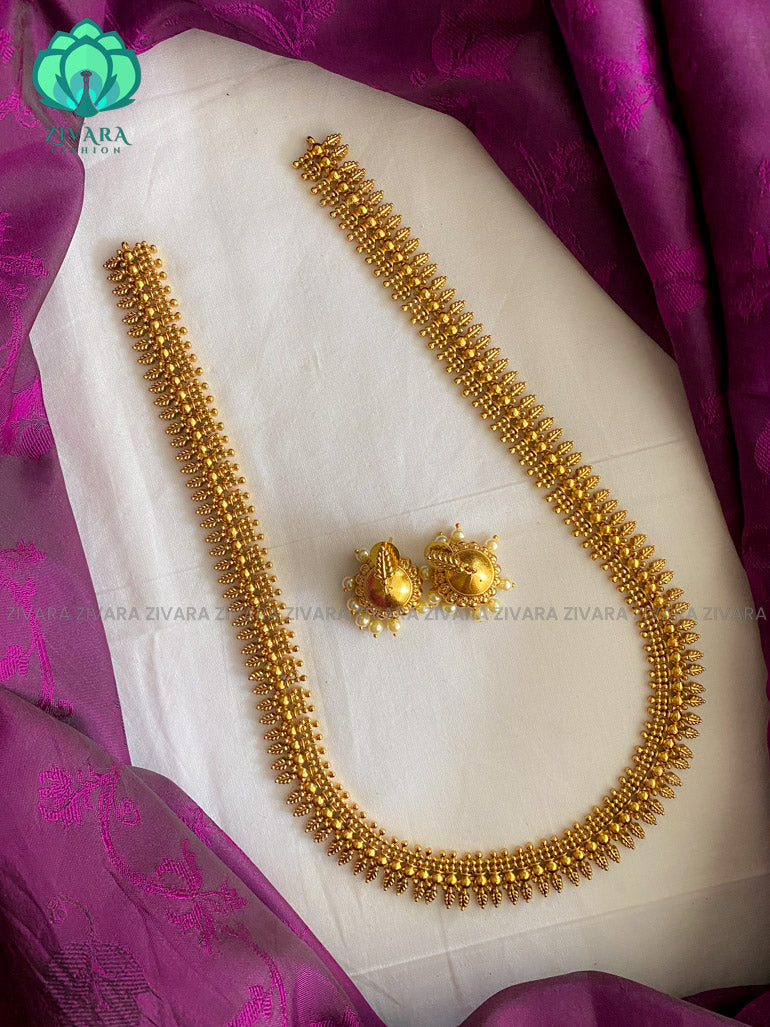 MOTIF FREE  haaram with EARRINGS - Premium quality CZ Matte collection