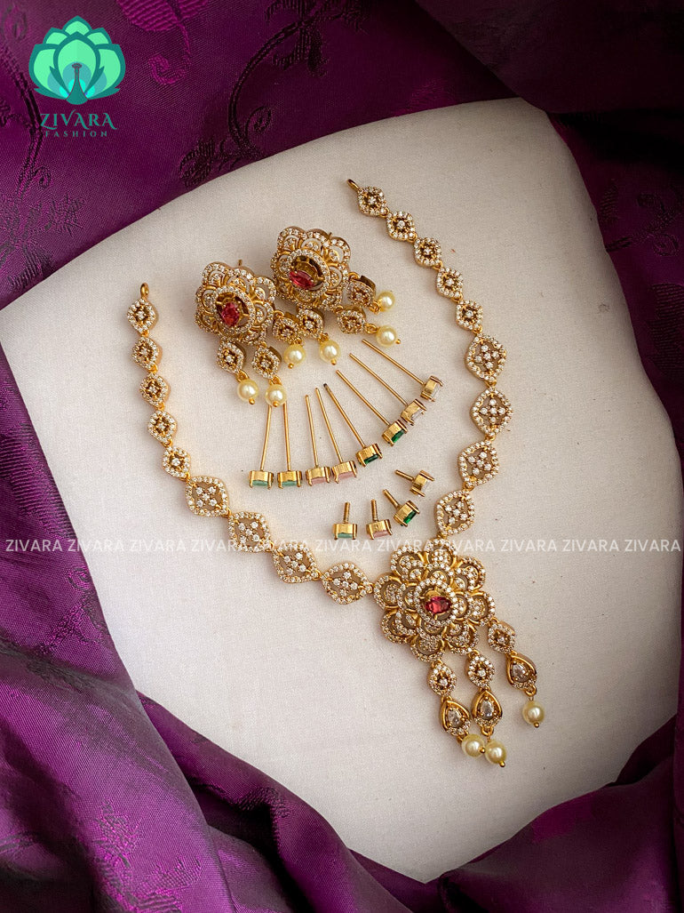 Interchangable hotselling NECKWEAR with earrings - latest pocket friendly south indian jewellery collection