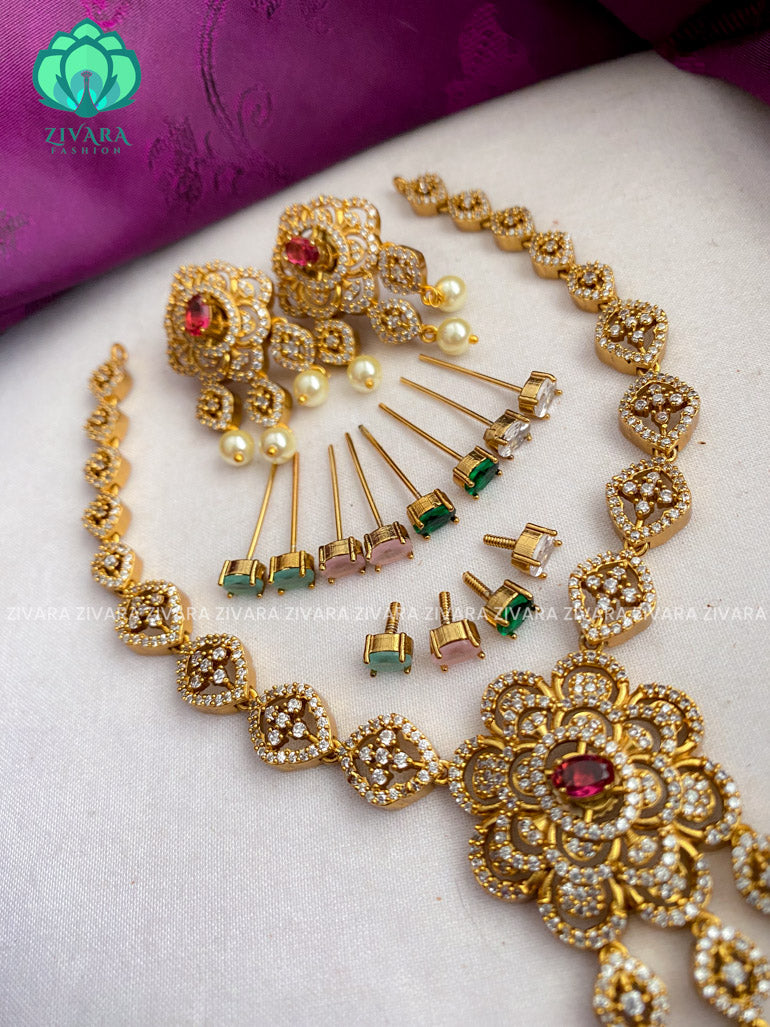 Interchangable hotselling NECKWEAR with earrings - latest pocket friendly south indian jewellery collection