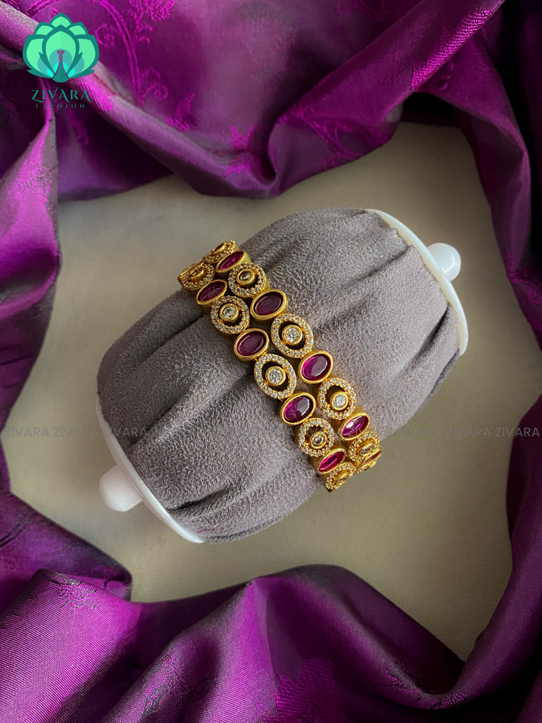 2 piece oval stone bangle latest jewellery collection