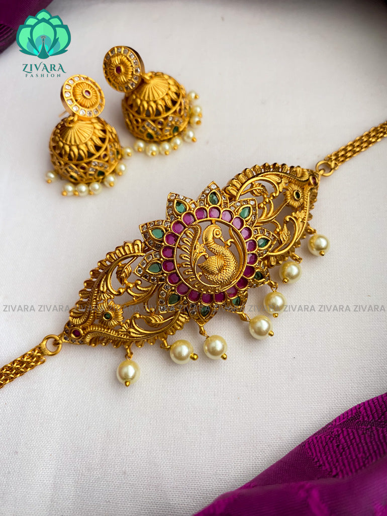 Motif freenelegant neckwear with earrings- Swarna-latest pocket friendly south indian jewellery collection