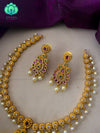 Simple floral neckwear with earrings   - Premium quality CZ Matte collection-south indian jewellery
