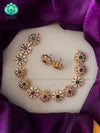 Beautiful stone floral elegant neckwear with earrings- Zivara Fashion