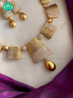 Square elegant neckwear with earrings- Zivara Fashion