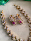 Elegant ruby AD stone Neckwear with earrings- Zivara Fashion