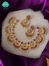 Beautiful moon short necklace with earrings- latest bridal jewellery collection CZ Matte