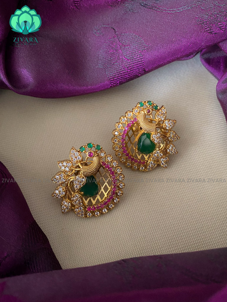 Hotselling AD peacock studs -  latest jewellery collection
