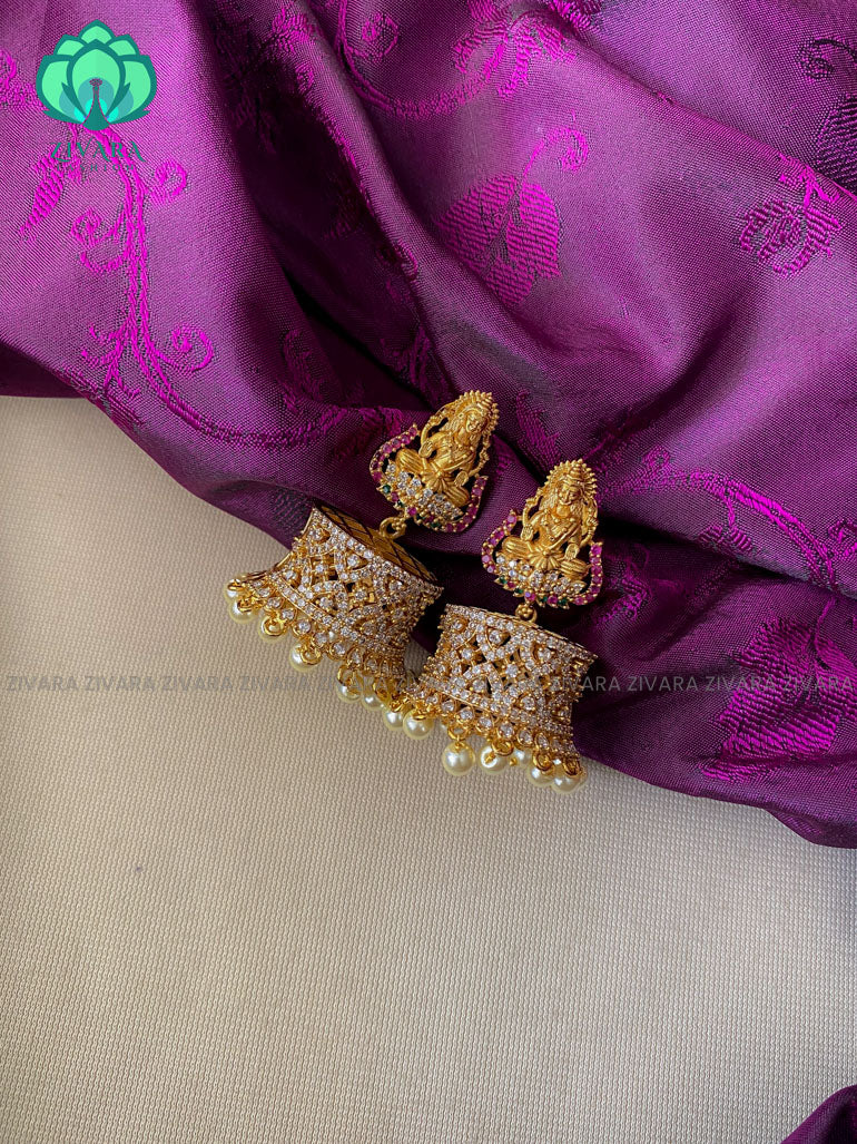 Gold look alike bridal stone jhumkas -latest jewellery collection