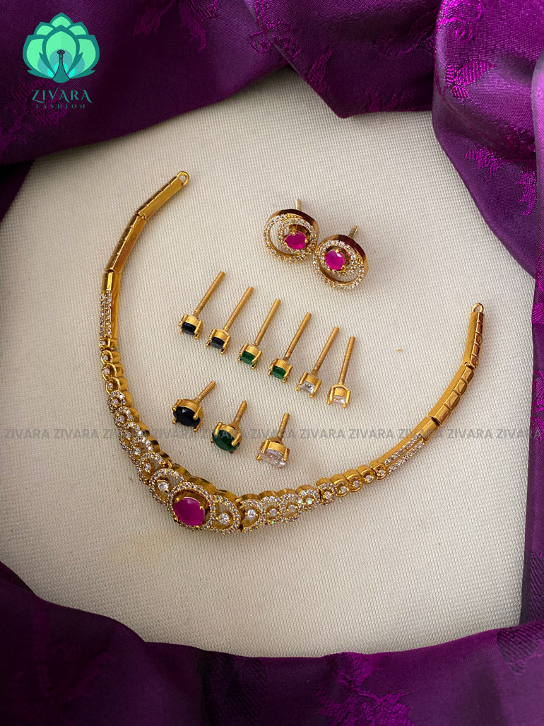 KIDS FRIENDLY Interchangable hotselling NECKWEAR with earrings - latest pocket friendly south indian jewellery collection