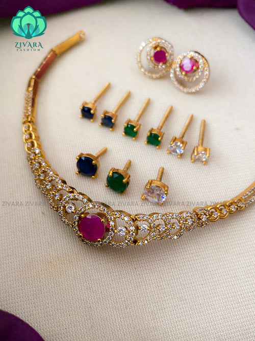 Kids friendly Interchangable AD neckwear with interchangable earrings- latest jewellery collection