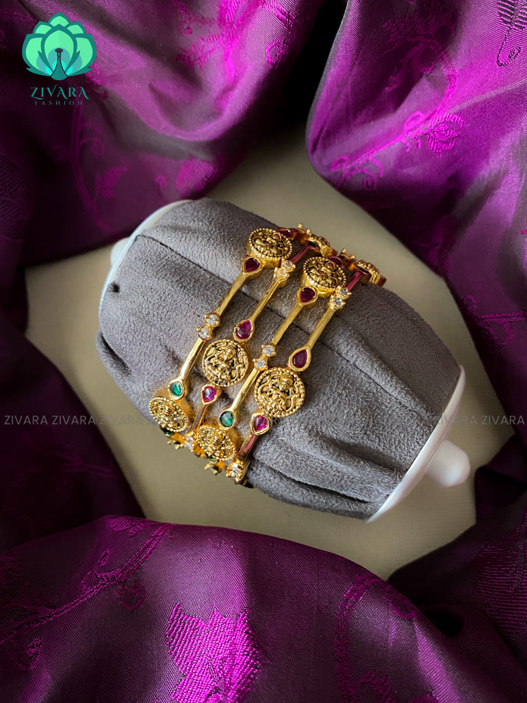 4 PIECE temple -Premium vintage FINISH bangles- latest jewellery collection- Zivara Fashion