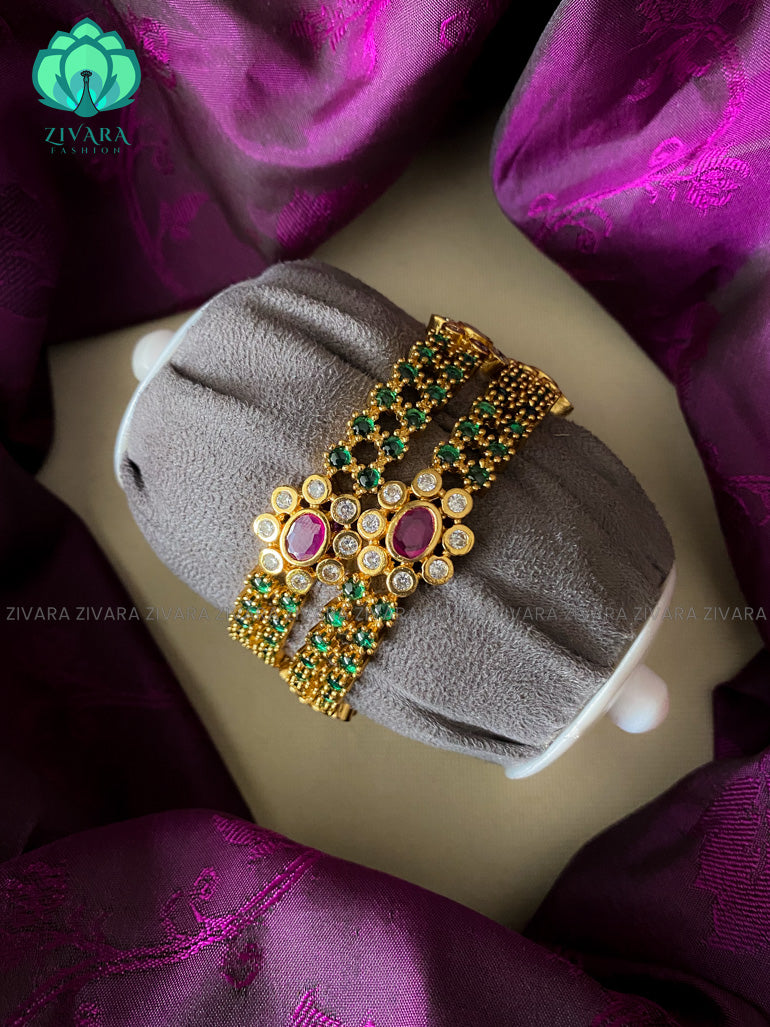 2 piece green stone bangles -latest bangles design