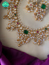 Hotselling guttapusalu motif free white stone neckwear with earrings - latest jewellery designs- Zivara Fashion
