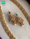 Long motif free bridal haaram with earrings - CZ Matte Finish- Zivara Fashion-latest jewellery design