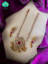 Floral stone pendant elegant  neckwear with earrings - latest jewellery designs- Zivara Fashion