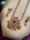 Floral stone pendant elegant  neckwear with earrings - latest jewellery designs- Zivara Fashion