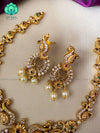 Floral Neckwear with earrings- CZ Matte Finish- Zivara Fashion