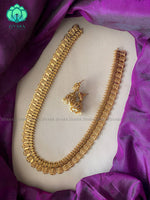 Simple no stone coin long neckwear with earrings- CZ Matte Finish- Zivara Fashion