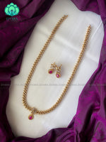 Elegant ruby stone long neckwear with earrings- CZ Matte Finish- Zivara Fashion