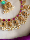 Bright shining finish guttapusalu necklace with earrings CZ matte Finish- Zivara Fashion