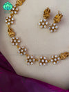 Stone temple neckwear with earrings- Swarna-latest pocket friendly south indian jewellery collection