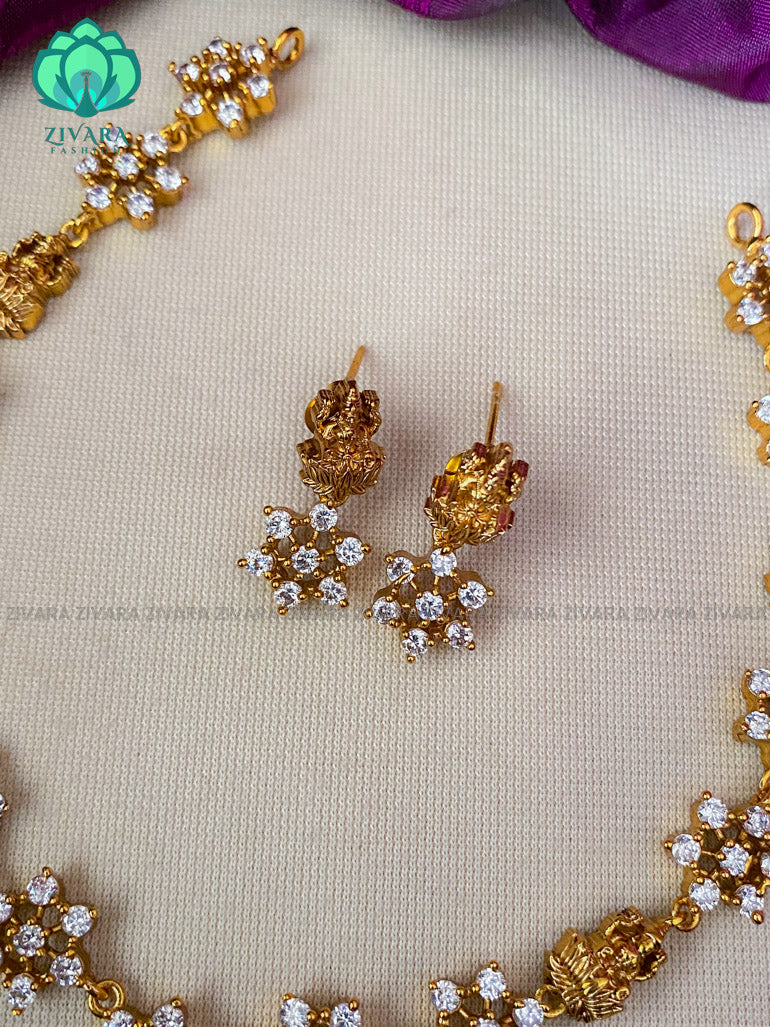 Stone temple neckwear with earrings- Swarna-latest pocket friendly south indian jewellery collection