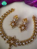 Ad motif free elegant neckwear with earrings - latest jewellery designs- Zivara Fashion
