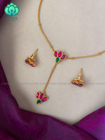 Top seller jadau lotus elegant neckwear with earrings   - Premium quality CZ Matte collection-south indian jewellery