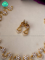 U Motif stone elegant neckwear with earrings- Zivara Fashion