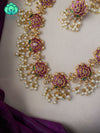 Hot selling 2 in 1  Haaram or hipbelt lotus long neckwear with earrings- CZ Matte Finish- Zivara Fashion