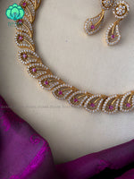 Elegant stone necklace with earrings CZ matte Finish - Zivara Fashion