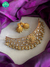 Bridal CZ matte choker with  stones  - Bridal  jewellery with earrings-indian bridal jewellery