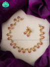 U Motif stone elegant neckwear with earrings- Zivara Fashion