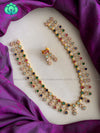 Multicolour long  Neckwear with earrings- CZ Matte Finish- Zivara Fashion-imitation jewellery
