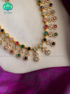 Multicolour long  Neckwear with earrings- CZ Matte Finish- Zivara Fashion-imitation jewellery