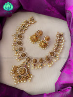 Grand Bridal dasavatharam temple neckwear with earrings- CZ Matte Finish- Zivara Fashion