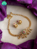 KIDS SMALL SIZE CHOKER WITH EARRINGS - Premium quality CZ Matte collection-south indian jewellery