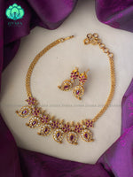 Kids friendly stone manga choker with earrings- latest pocket friendly premium quality south indian jewellery collection