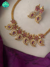 Kids friendly stone manga choker with earrings- latest pocket friendly premium quality south indian jewellery collection
