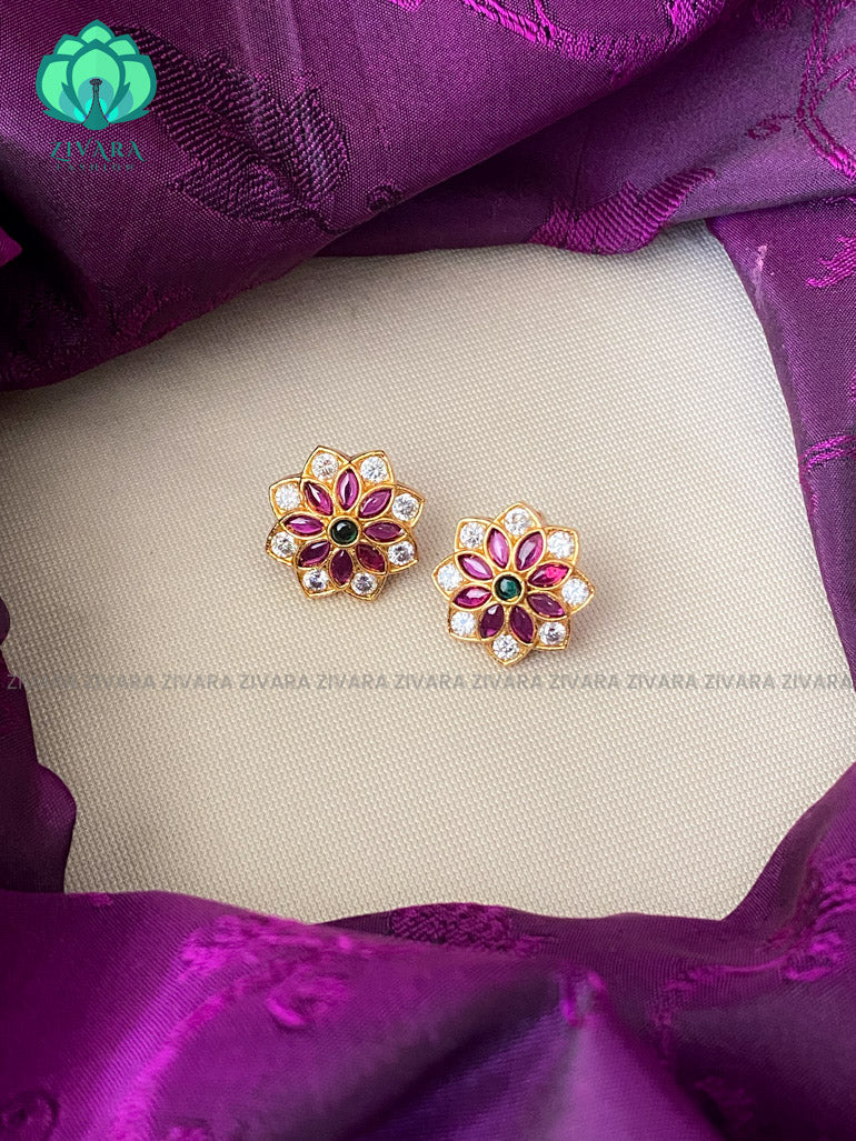 Round American Diamond Cz Earrings, Western Look at Rs 550/pair in Mumbai