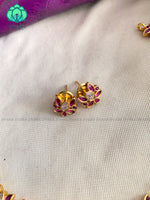 Lotus close neck WEAR WITH EARRINGS   - Premium quality CZ Matte collection-south indian jewellery