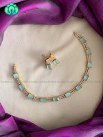 Beautiful sleek elegant stone neckwear with earrings - Zivara Fashion