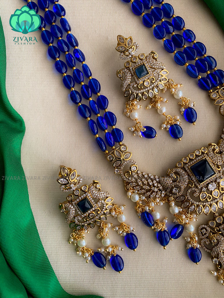 Blue Ombre & Gold Beaded Gemstone Necklace – J'Adorn Designs