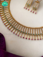 Elegant thorn necklace with earrings CZ matte Finish- Zivara Fashion