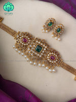 White stone choker with earring - latest pocket friendly south indian jewellery collection